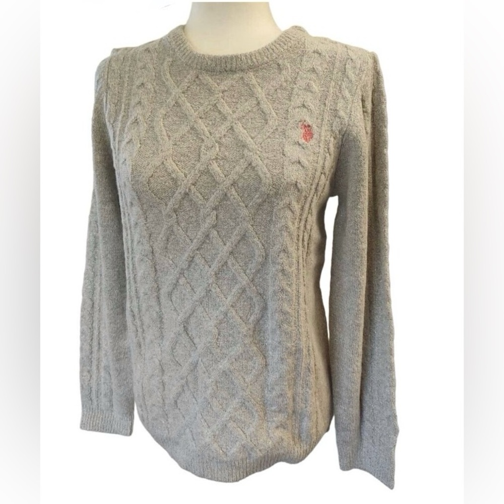 U.S. Polo Association Gray Fisherman’s Sweater Large